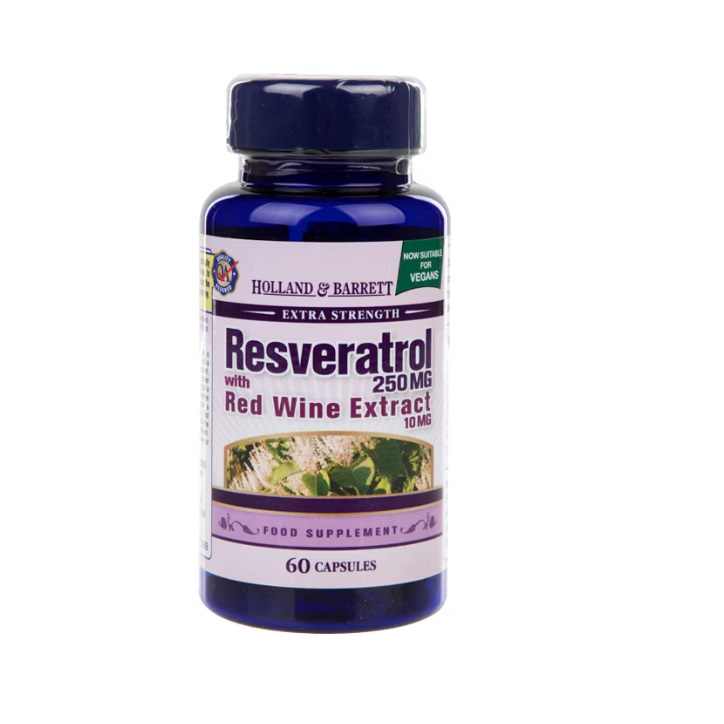 Holland & Barrett Resveratrol 250mg με Εκχύλισμα κόκκινου κρασιού 10mg 60 κάψουλες